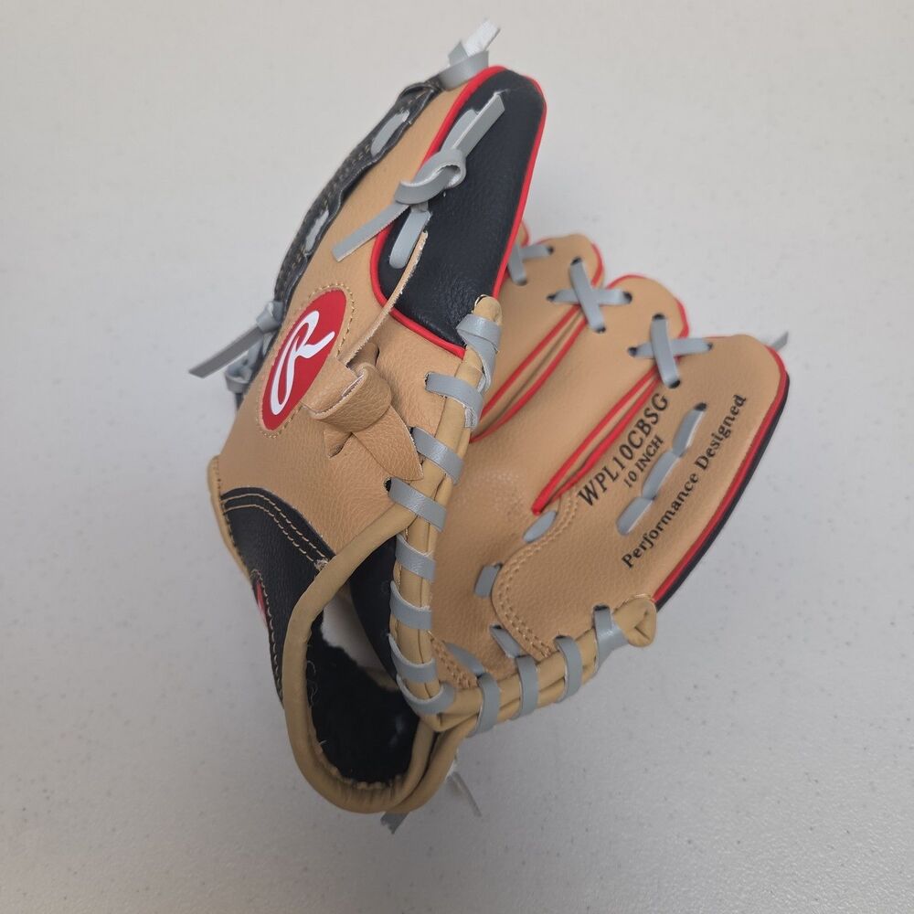 Rawlings Kid Baseball Glove  10" Inch  Right Hand Throw  Tan/Black  WPL10CBSG